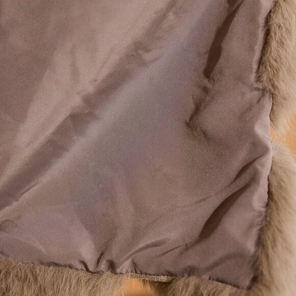 Khaki Casual Women's Stand Collar Ribbed Faux Fur Coat - Picture 7 of 7